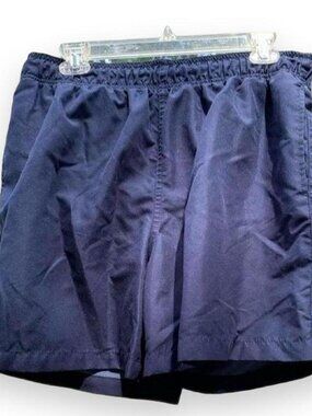 George Men's Blue Solid Swim Trunks Size L Regular Mesh Lined Elastic Wais